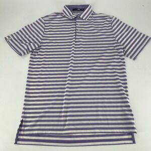 RL Ralph Lauren Men's Striped Golf Polo Shirt Purple White Size M